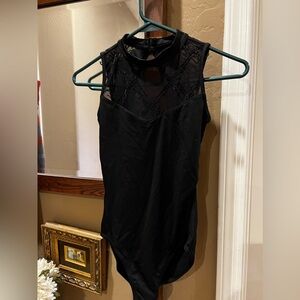 Adult Mirella Black Lace Leotard Bodysuit Small